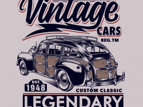 Automotive vintage cars t shirt design for purchase