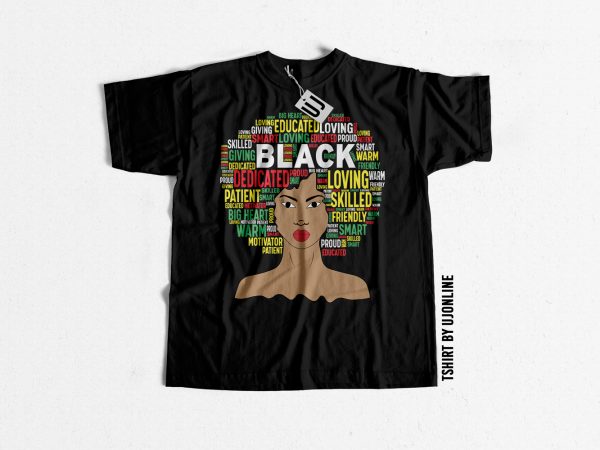 Black woman typography word cloud t shirt design for sale