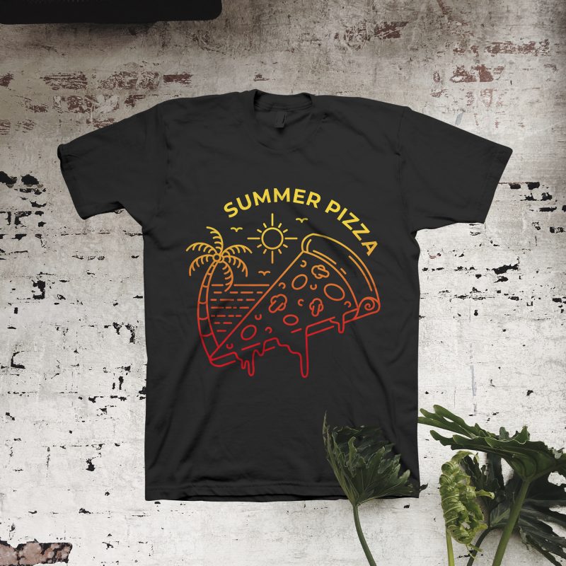 Pizza in Summer t shirt design template