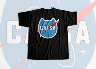 Catsa Cat/NASA Parody graphic t-shirt design
