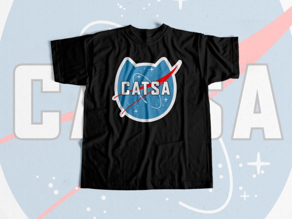 Catsa cat/nasa parody graphic t-shirt design
