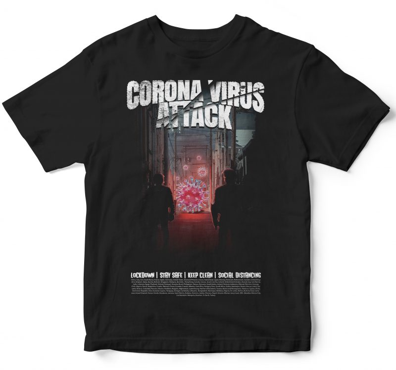 CORONA VIRUS ATTACK buy t shirt design for commercial use