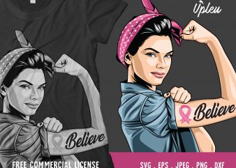 Rosie The Riveter Cancer Awareness buy t shirt design artwork