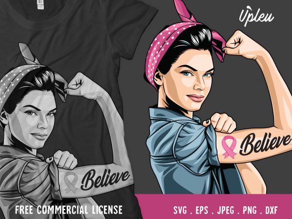 Rosie the riveter cancer awareness buy t shirt design artwork