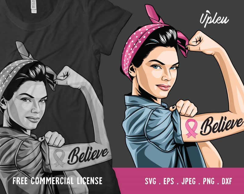 Rosie The Riveter Cancer Awareness buy t shirt design artwork