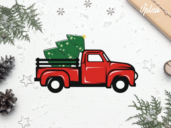 Christmas truck t shirt design template