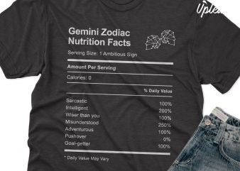 Gemini Zodiac Nutrition Facts t shirt design template