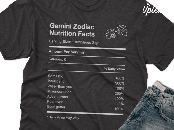 Gemini zodiac nutrition facts t shirt design template