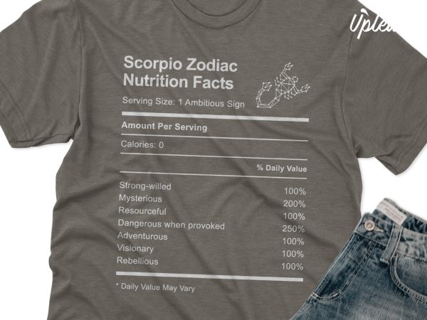 Scorpio zodiac nutrition facts t shirt design template