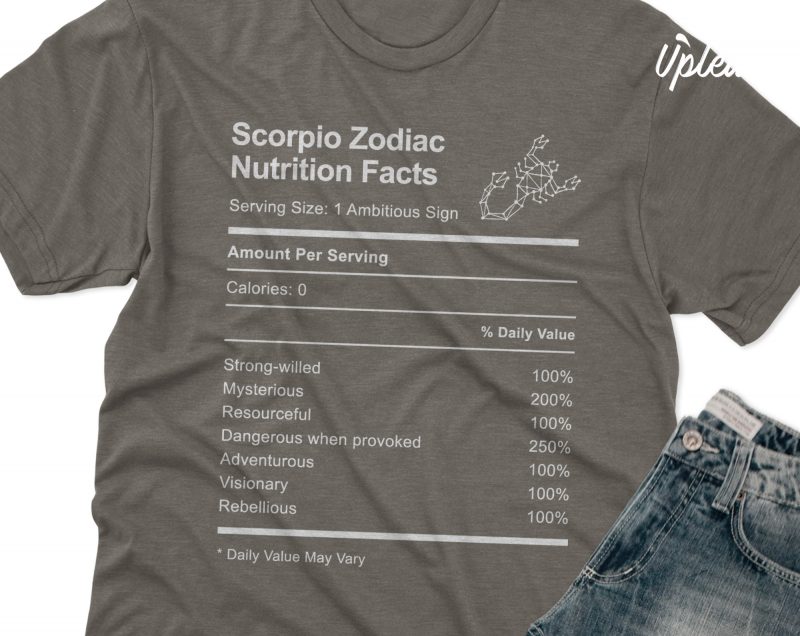Scorpio Zodiac Nutrition Facts t shirt design template