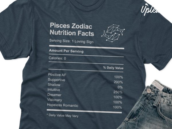 Pisces zodiac nutrition facts t shirt design template