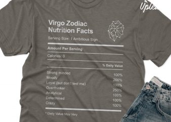 Virgo Zodiac Nutrition Facts t shirt design template