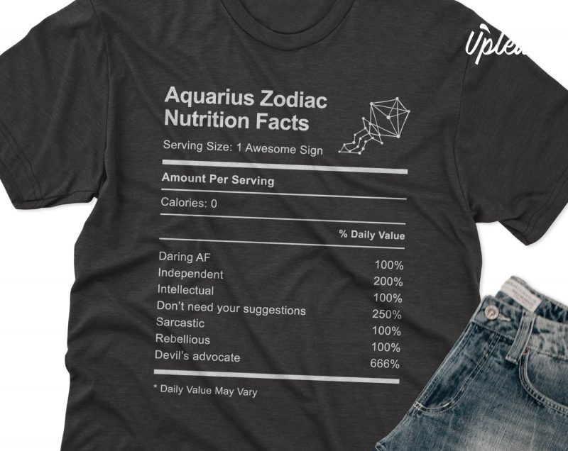 Aquarius Zodiac Nutrition Facts t shirt design template