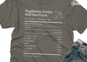 Sagittarius Zodiac Nutrition Facts t shirt design template