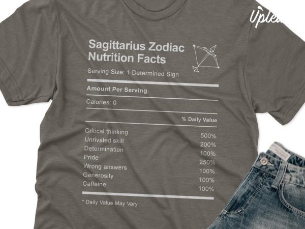 Sagittarius zodiac nutrition facts t shirt design template