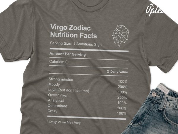 Virgo zodiac nutrition facts t shirt design template