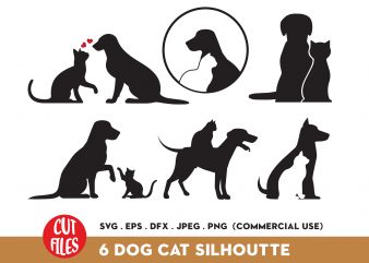 Dog and cat silhouette Bundle t shirt vector illustration