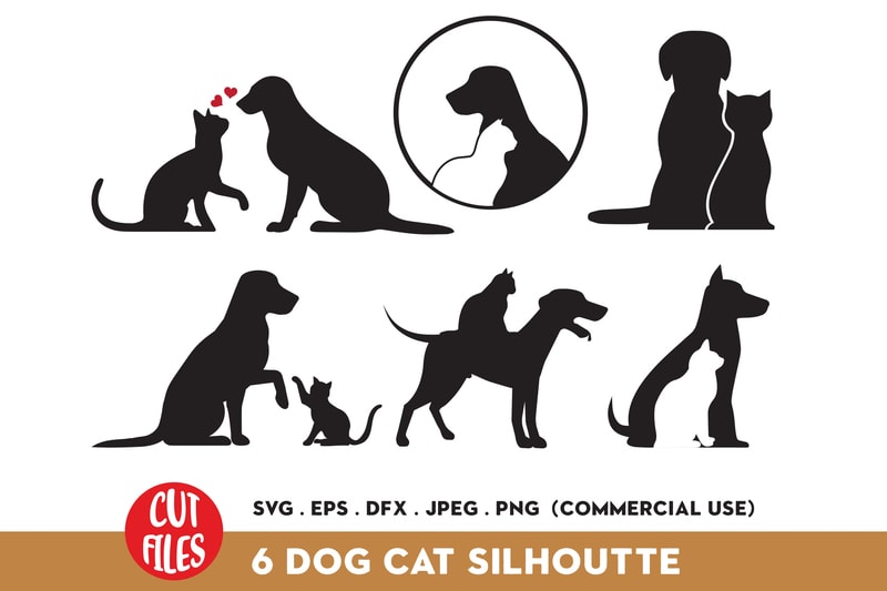 Dog and cat silhouette Bundle - Buy t-shirt designs
