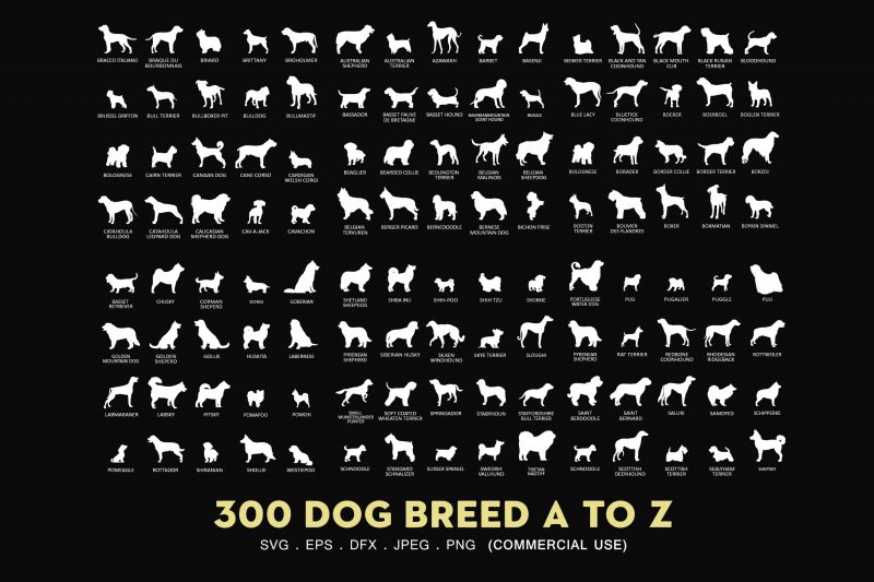 300 Dog Bundle A to Z vector t shirt design