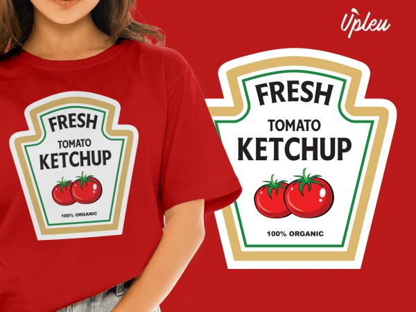 Fresh tomato ketchup print ready t shirt design