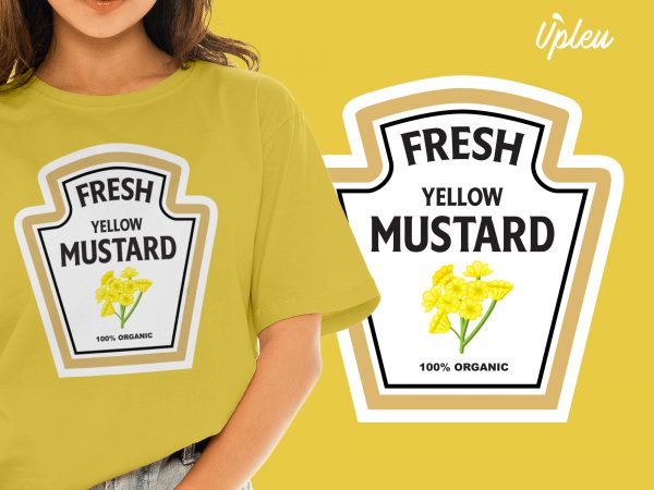 Fresh yellow mustard print ready t shirt design