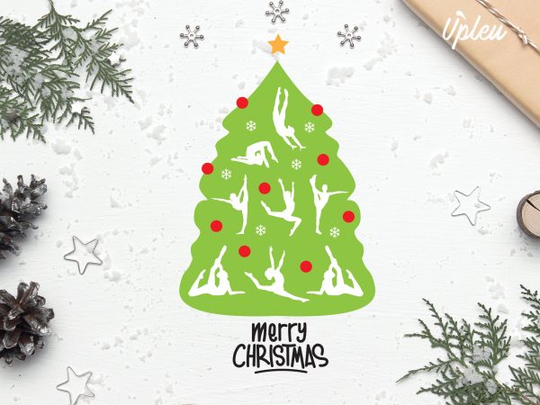 Gymnastic christmas tree design for t shirt