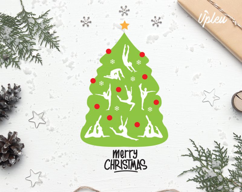 Gymnastic Christmas Tree design for t shirt t shirt design for printify