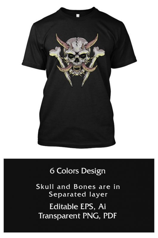Horned Skull graphic t-shirt design