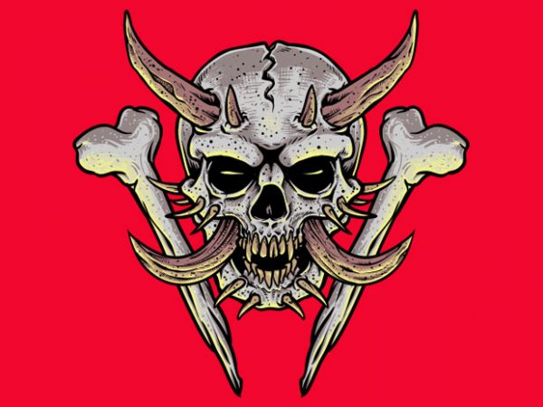 Horned skull graphic t-shirt design