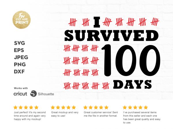 I survived 100 days t shirt design template