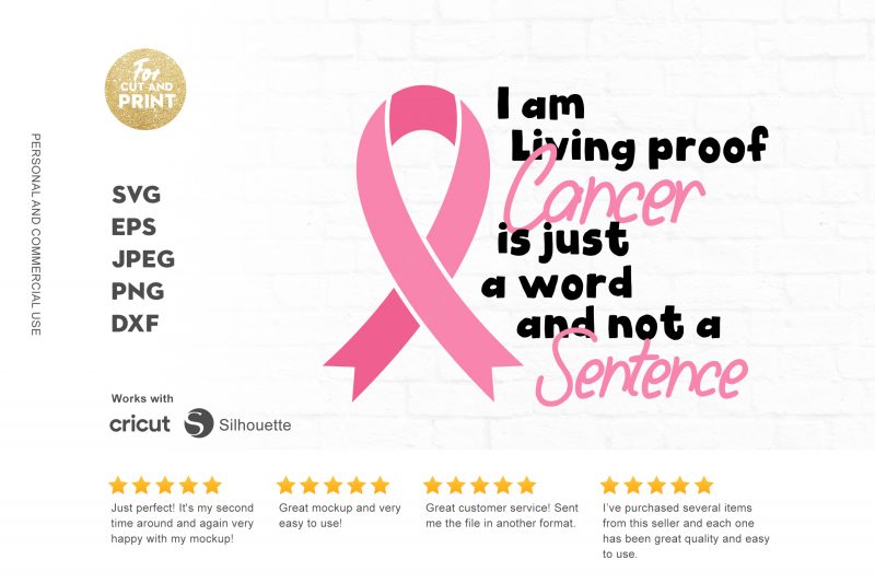 I am living proof cancer is just a word and not a sentence graphic t-shirt design