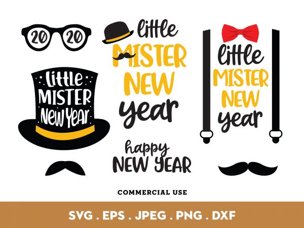 Little mister new year t shirt design template