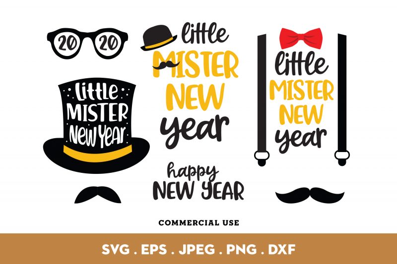 Little Mister New Year t shirt design template