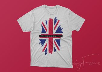 London Flag, Grunge Style t-shirt design for commercial use
