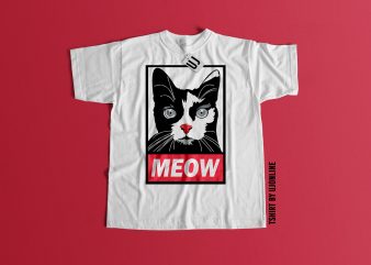 MEOW CAT GRAPHIC t shirt design for purchase