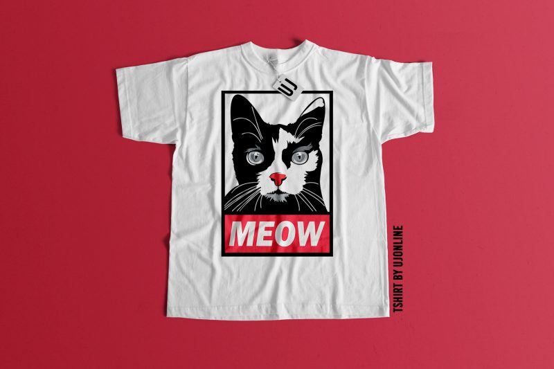 MEOW CAT GRAPHIC t shirt design for purchase