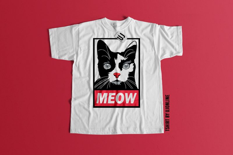 t-shirt vector MEOW CAT GRAPHIC t shirt design for purchase