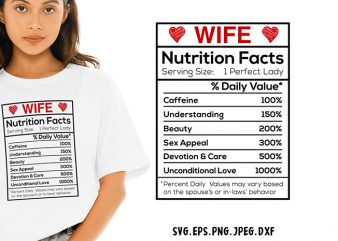 Wife Nutrition Facts SVG – Wife – Nutrition – Funny Tshirt Design