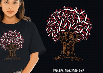 Ribbon Tree of Hope and Cure Sickle Cell SVG – Cancer – Awareness – graphic t-shirt design