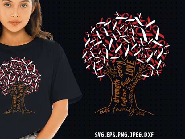 Ribbon tree of hope and cure sickle cell svg – cancer – awareness – graphic t-shirt design