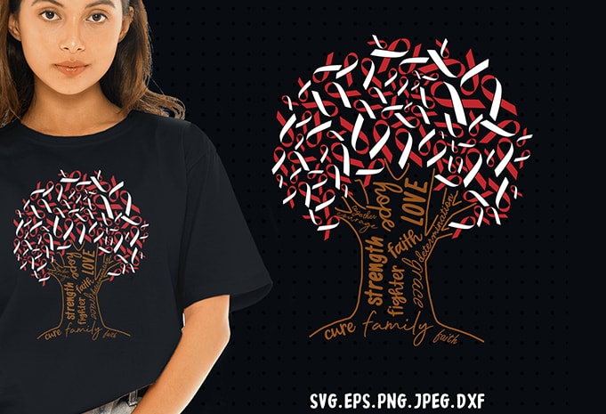 Ribbon Tree Of Hope And Cure Sickle Cell Svg Cancer Awareness Graphic T Shirt Design Buy T Shirt Designs