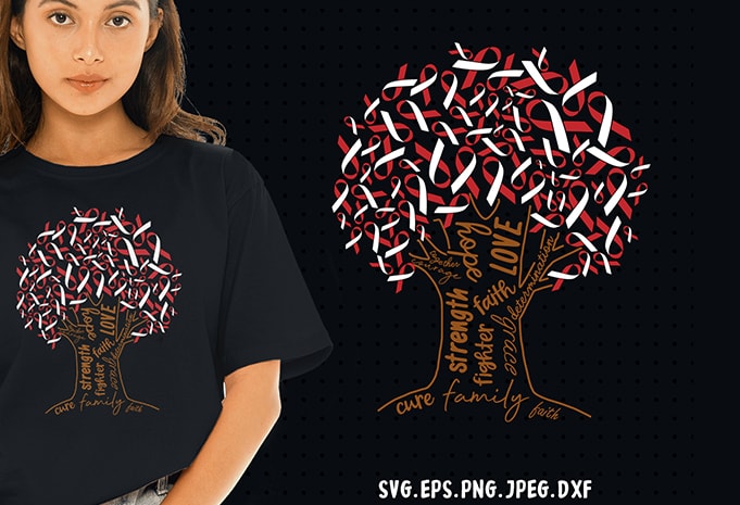 Ribbon Tree of Hope and Cure Sickle Cell SVG – Cancer – Awareness – graphic t-shirt design