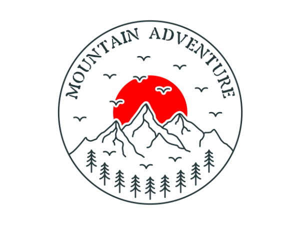 Mountain adventure graphic t-shirt design