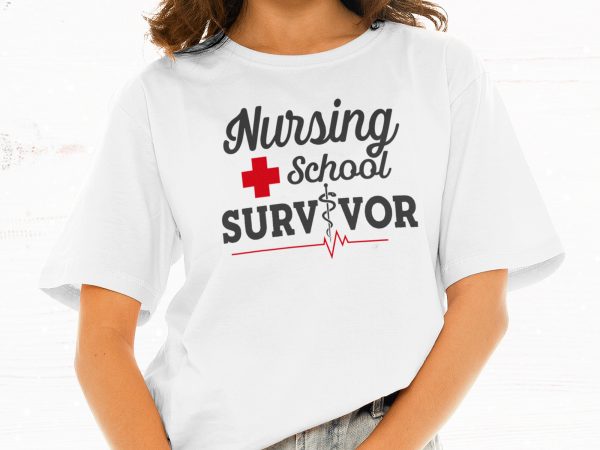 Nursing school survivor t-shirt design for commercial use
