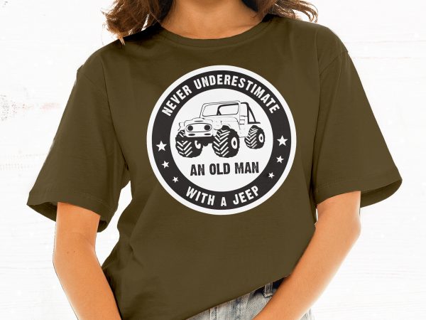 Never underestimate old man with jeep print ready t shirt design