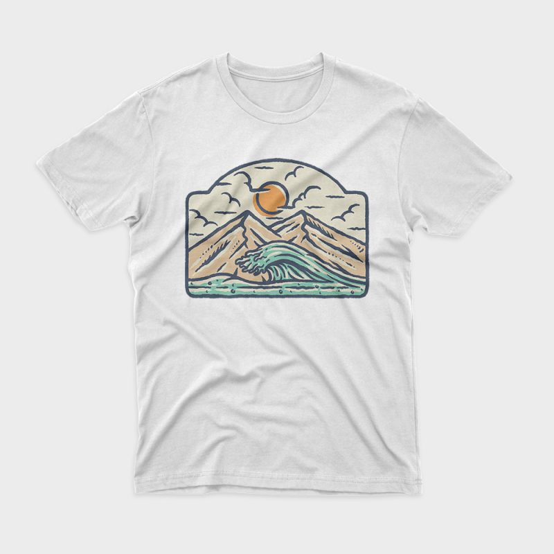 Mountain and Wave t shirt design for download