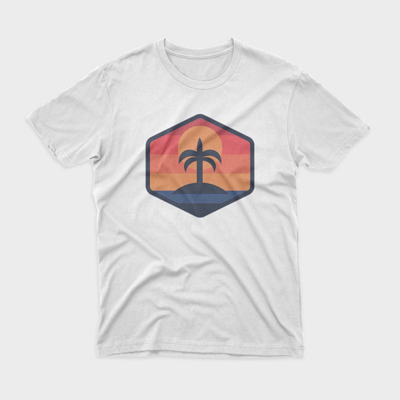 Sunset Beach Island print ready t shirt design