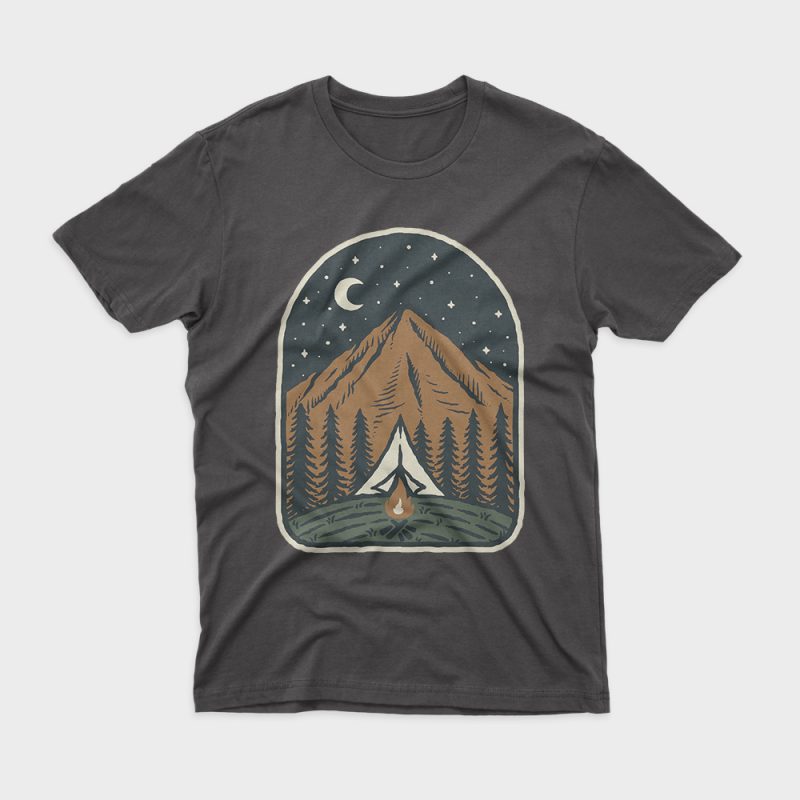 Camp Mountain Night design for t shirt t shirt designs for print on demand