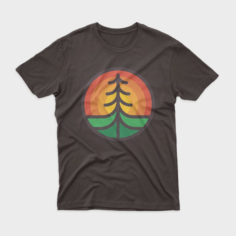Tree and Sunset t shirt design to buy