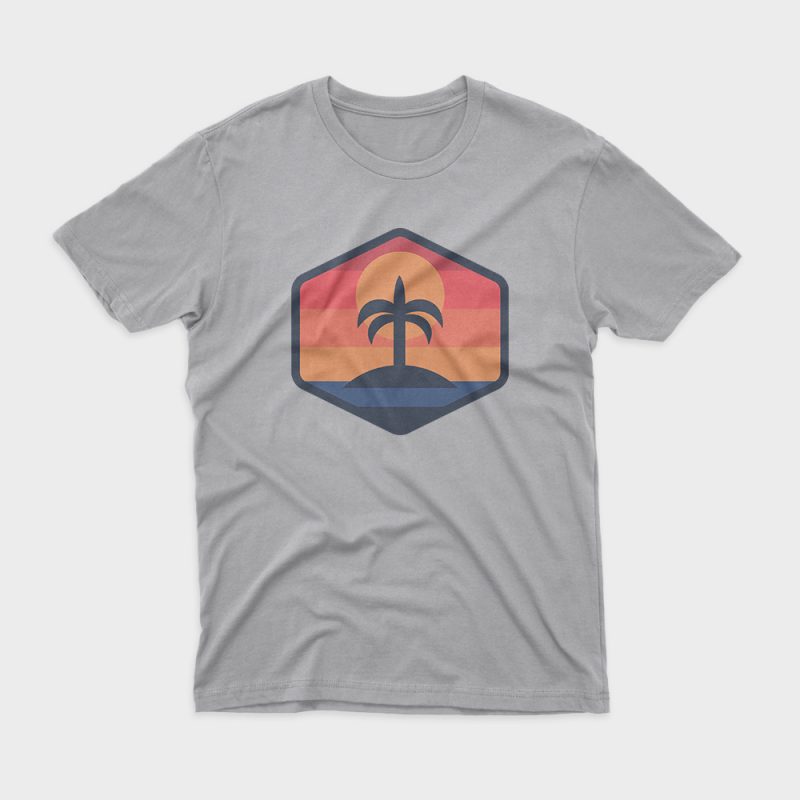 Sunset Beach Island print ready t shirt design - Buy t-shirt designs